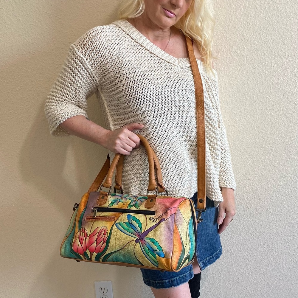 Hand painted Anuschka signed tote